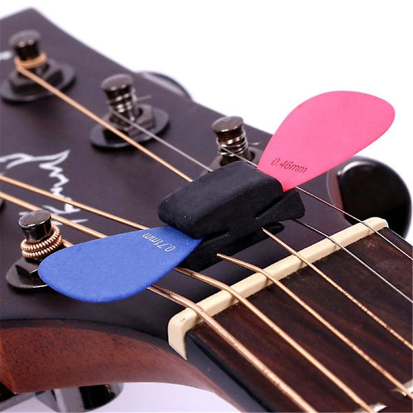 Ny Svart Gummi Plektrumhållare Kompatibel med Gitarr Bas Söta Gitarrtillbehör