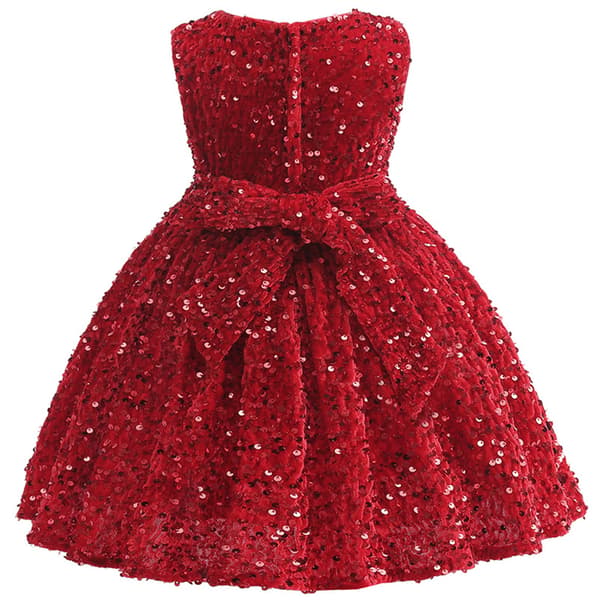 Juleprinsesse Retro Pailletkjole Piger Dansefester Kjole Rød 90CM Red