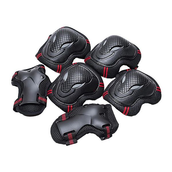 6 st/set Knäskydd Armbågsskydd Handledsskydd Skyddsutrustning Set för tonåringar och vuxna för rullskridskoåkning Red And Black L