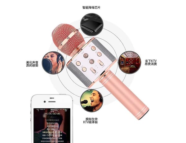 [LCS] Trådløs Bluetooth-mikrofon Håndholdt KTV Multifunksjon pink
