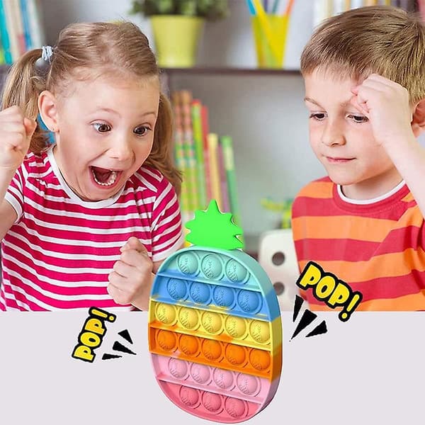 [LCS] Stressavlastande silikonbubbelpoppare mjuka klämleksaker - Ananas Regnbåge