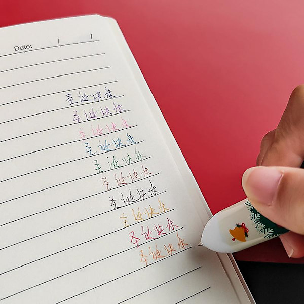 Flerfärgad Kulspetspenna Jul-Tema Tryckt 10 Färger Söta Tecknade Infällbara Kulspetspennor Skola 32 Color Consumables Package