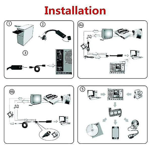 USB 2.0 Konverter Lyd Video Grabber Capture Adapter for Datamaskin NTSC PAL