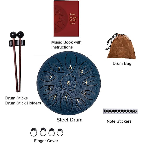 11 Toner 6 Tum Panda Trumma Stål Tongue Drum Kit För Nybörjare Ad