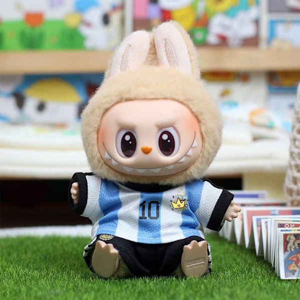 Labubu Dukketøj Siddende Fest Fodbolduniform Hjerteslag Macaron Labubu_qd #1