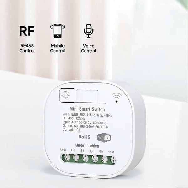 Wifi Tuya RF433 Smart Switch DIY Lys Mini Afbrydere Kontrol Trådløs Smart Relæ Hjem Afbryder med Alexa Google Home White