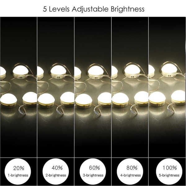 10 led sminkspegelljussats med dimbara glödlampor Lighti
