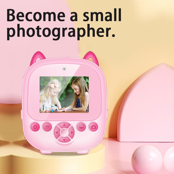 [LCS] HD Minikamera Børn Termoprinter Digitalkamera Pink (Intet kort)