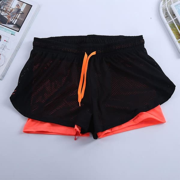 2-i-1 treningsshorts for kvinner til yoga, løping og jogging med elastisk liv XL
