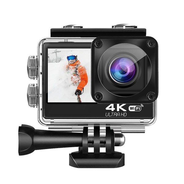 Actionkamera 4k, Ultra Hd 20mp Wifi undervattenskamera, 170 vidvinkel 40m vattentät hjälmkamera med Eis Anti-shake (extern mikrofon, 2,4g Rem