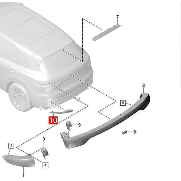 Passer til Porsche Cayenne 9Y0 2018 - 2025 bil baklys støtfanger Left