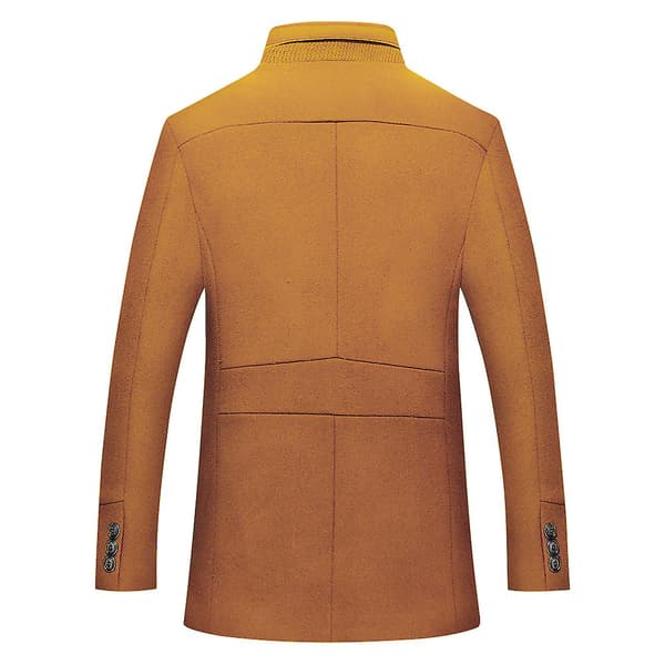 Cloudstyle Ullfrakk for menn med ståkrage og skjerf Camel 2XL