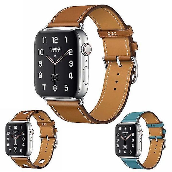 Läderarmband med spänne kompatibelt med Apple Watch 42mm Serie 44mm