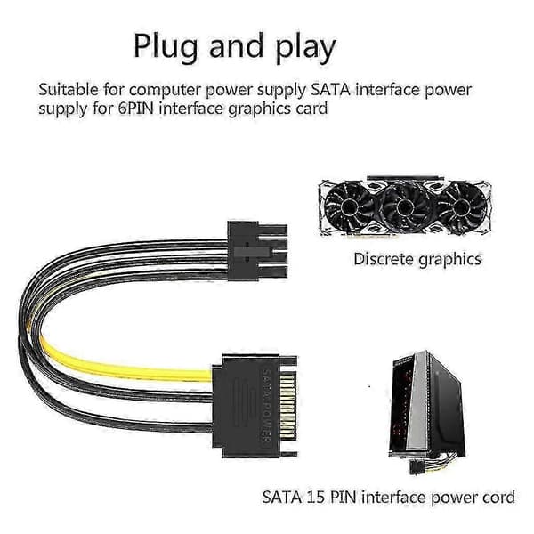 Skjermkort strømadapter 15-pin Sata hann til 8-pin hann Pci-express hann
