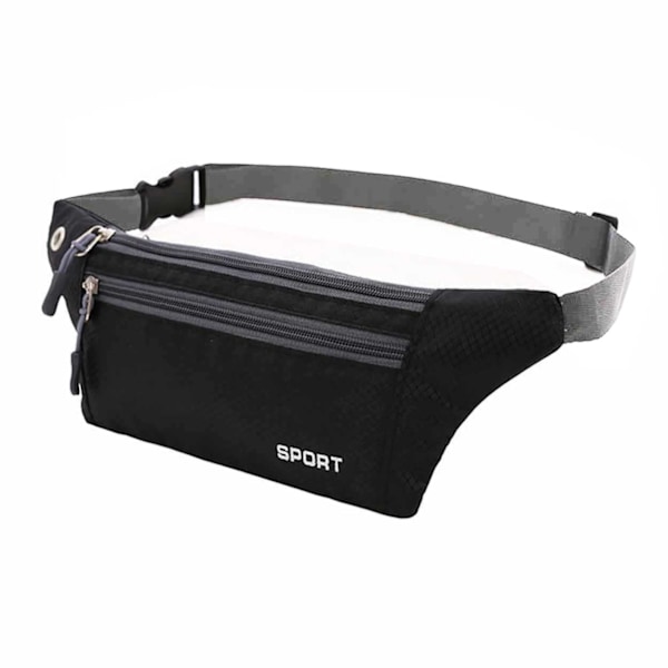 Praktisk Holdbar Taljetaske Maven Taske Crossbody Taske Løbetaske - Sort sort black