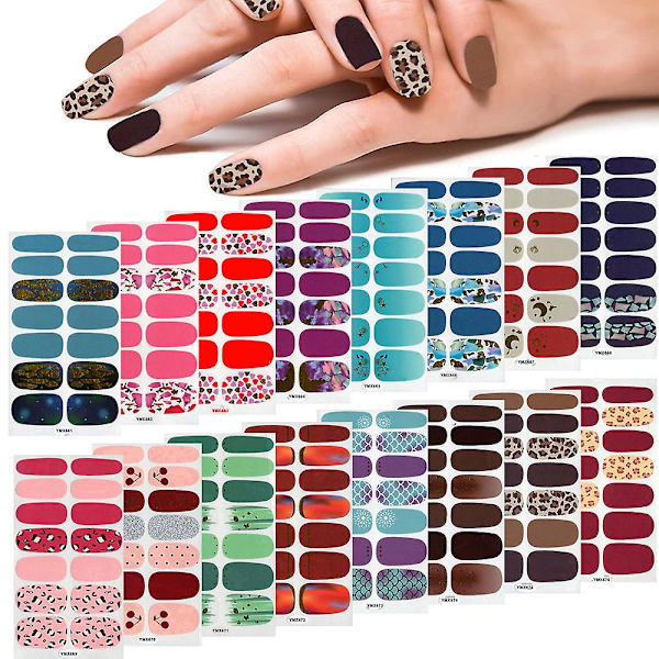 Nagelkonst Stickers 16 Färger Självhäftande DIY Nagelplåster