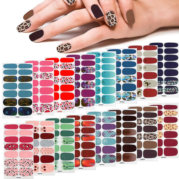 Nail Art Stickers 16 färger Självhäftande självhäftande nagelplåster