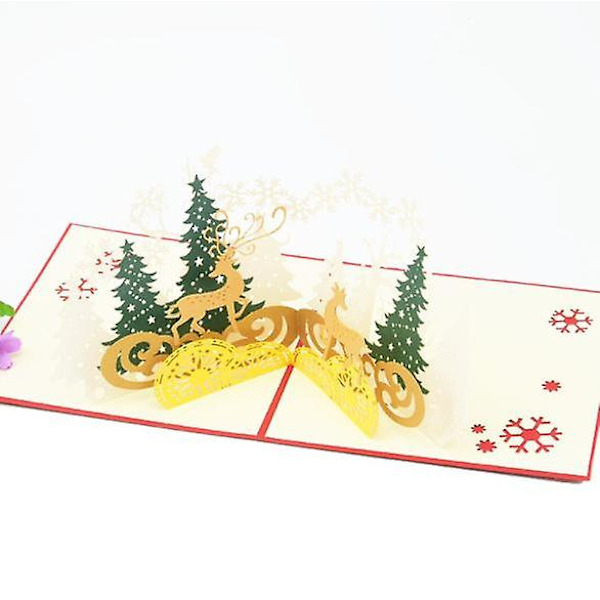 3D Julekort Xmas Pop Up-kort, håndlagde takkekort