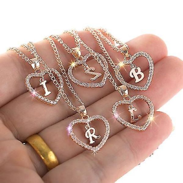 Dam Smycken Namn Initialer Hjärta Hänge Halsband 26 Bokstäver l