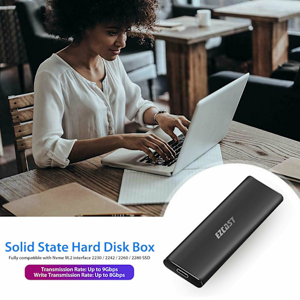 M2 SSD Kovakotelo NVMe PCIe Kotelo M.2 USB Type C 3.1 Gen2 M Key -adapteri