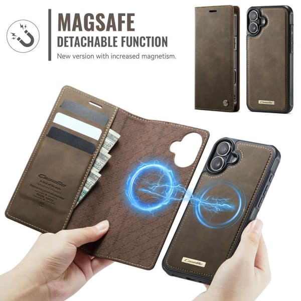 [LCS]iPhone 17 -nahkakotelo MagSafella ja RFID-estolla, irrotettava lompakko Kaffe