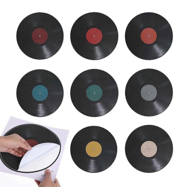Record Decor Vinyylilevyseinätarrat sisustukseen, 8 kpl pakkaus