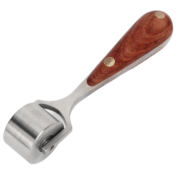 [LCS] Leather Press Edge Roller Stainless Steel Leather Roller with Wooden Handle Hand DIY Leather Tool