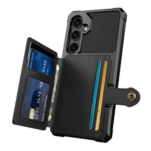 [LCS]SKALO Samsung S25 Shockproof Case with Wallet - Black Svart black