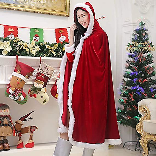 Jul Tomte Kappa med Hätta för Vuxna och Barn 120cm