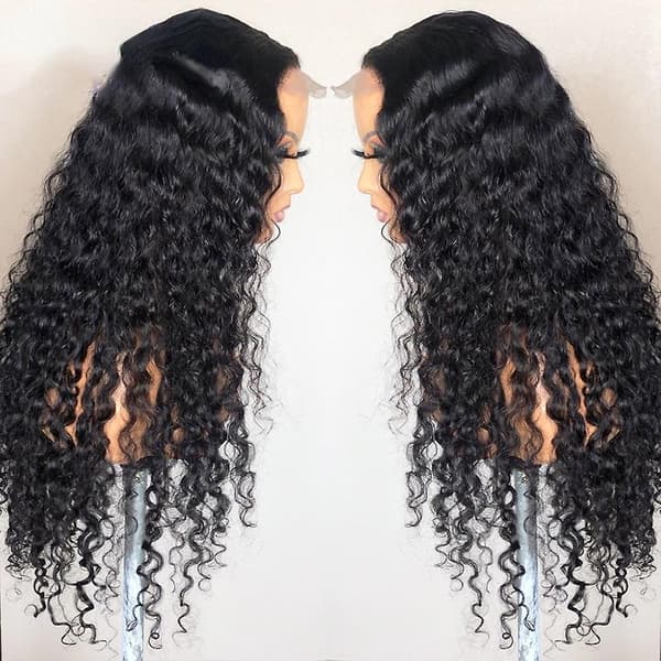 Deep Wave Closure Peruk Mänskligt Hår Spets Frontal Peruker 13x6 Spets Front Peruk Förplockade Blekt Knutar Peruker 13x4 Deep