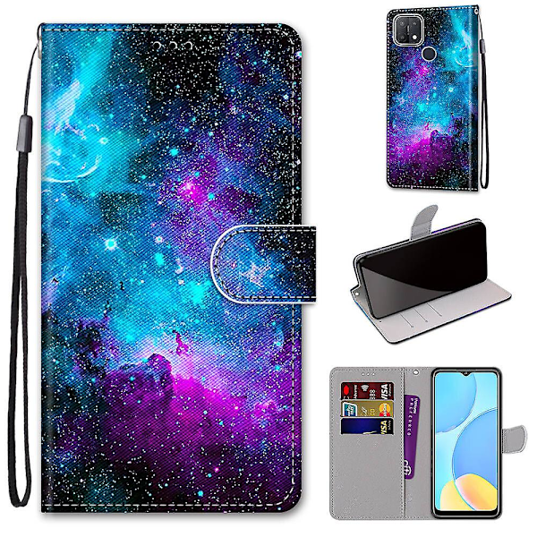 Fodral Kompatibelt med Oppo A15/a15s Målat Läderfodral Magnetisk Stängning Ga