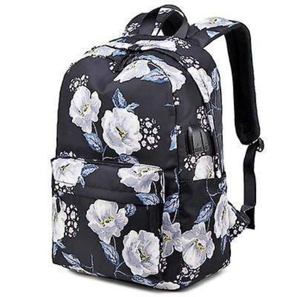3 i 1 Laptopväska Multifunktionell Ryggsäck För Kvinnor Blomma Skolväska Resväska Nylon Vatten