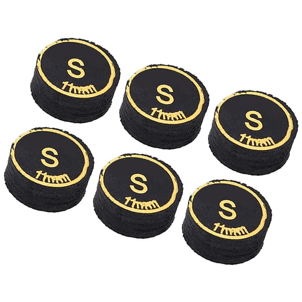 [LCS]6 stk. Billardkøspidser PU Multi-layer Poolkøspidser Erstatning Kompatibel med Billardspil Sort S 0.1