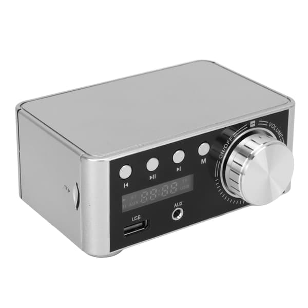 [LCS]Bluetooth-forsterker Sølv Mini Bluetooth 5.0 Digital Forsterker HiFi Stereo Klasse D Lydforsterker Trådløs Mottaker 0.3