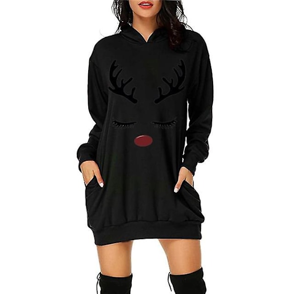Julesweatshirts Kjole Lomme Hættetrøjer Dame Toppe Pullover Tegneserie Sjove Sweatshirts Til Dame Casual Pullover Efterår L