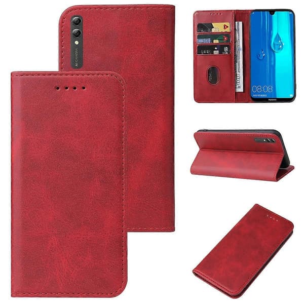 [LCS] För Huawei Y Max Magnetisk Stängning Läder Telefonfodral Red