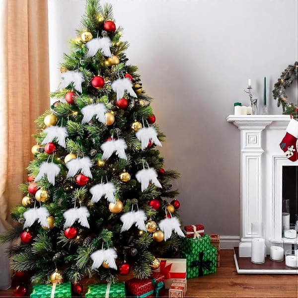 [LCS] Pakke med 24 englefjer vinger ornament - 4,72 4,6 tommer hvide mini englevinger