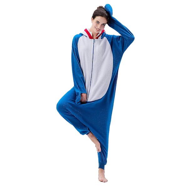 Reedca Totoro Vuxen Onesie Halloween Cosplay Kostymer Anime Pyjamas För Kvinnor Och Flickor, Knappstängning Blue Shark S