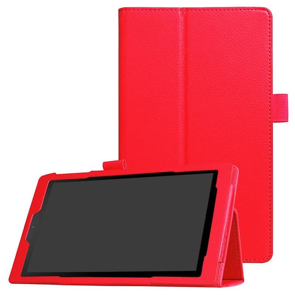 [LCS]Pu Slim Folding Flat Cover Case Stand With Auto Wake/sleep Kompatibel med New Fire Hd 8 2017 Red