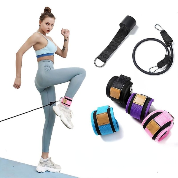Yoga Resistance Bands Ankelrem Set Elastiska Band Med Dörrankare Blue