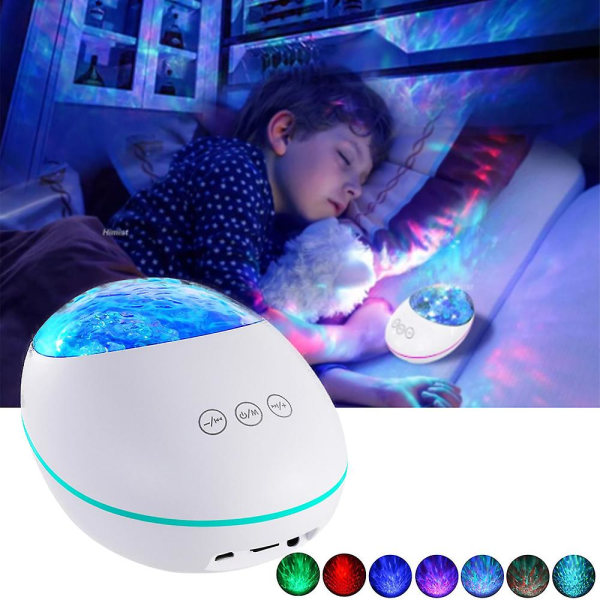 Nattlampa Stjärnprojektor Galaxprojektorlampa Bluetooth Musikspelare Fjärrkontroll Ocean Wave Projektion Nattlampa White