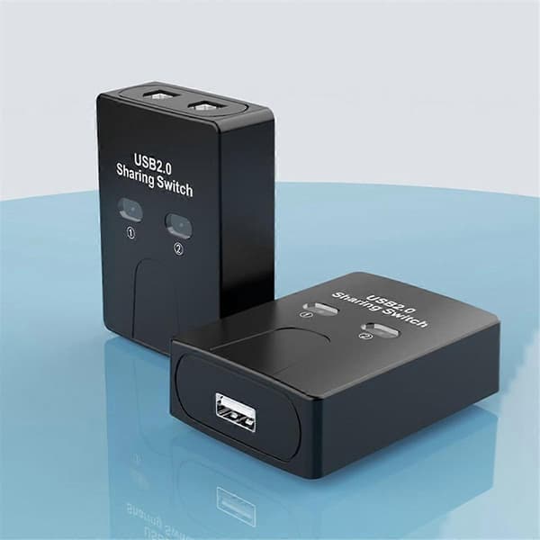 2 porte USB2.0 Hub USB-switch printerdeler To computere deler en USB-enhed 2 ind 1 ud USB-splitter Del U-disk Black