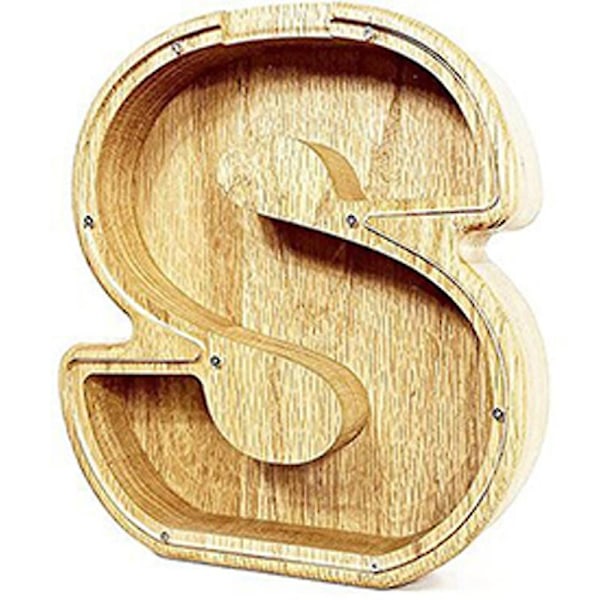 Træ Monogram Sparegris Stort Bogstav Pengetank Initialer Sparegris Fødselsdagsgave Til Børn A-z S