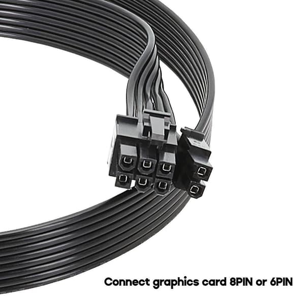8-bens til 8-bens (6+2) PCIe strømkabel 18AWG til grafikkort - 50 cm
