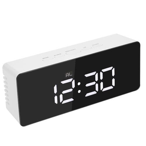[LCS] Väckarklocka Multifunktionell Tyst Digital Spegel LED-klocka Mak