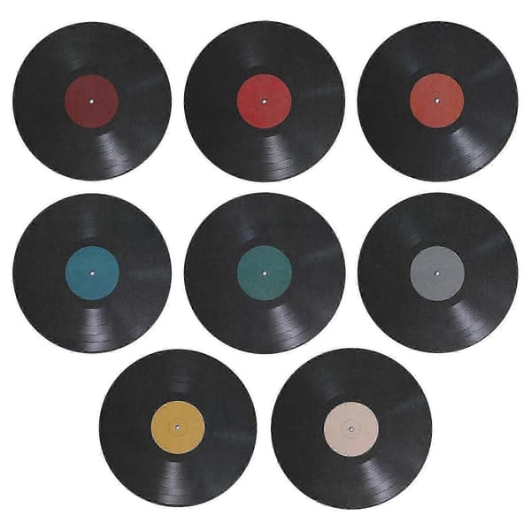 Record Decor Vinyylilevyseinätarrat sisustukseen, 8 kpl pakkaus