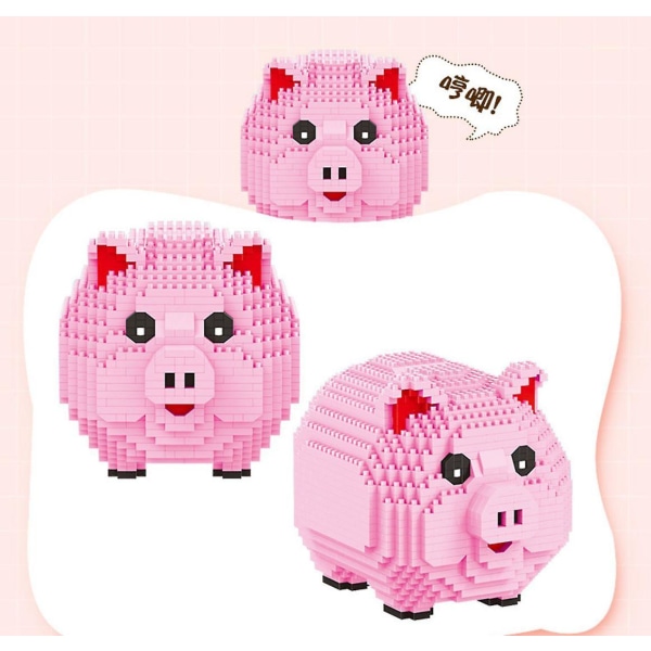 Mikrobyggkloss av spargrisdesign söt härlig rosa gris monteringsleksaker för barn mikrobyggkloss 16065 no box