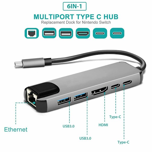 USB HUB C HUB Till Multi USB 3.0 HDMI-kompatibel Adapter Kompatibel med MacBook Pro C HUB|Type-C Adapter