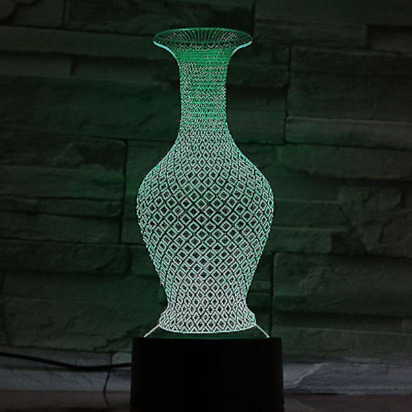 Vase Fargerik 3D LED Nattlys Soverom Bordlampe Fargeskiftende