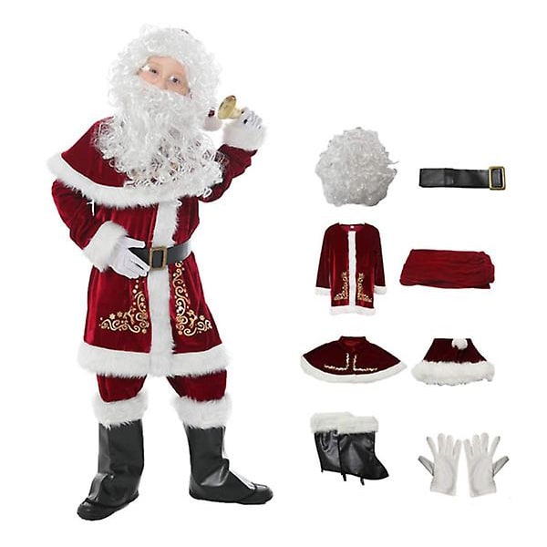 Lasten Joulupukin asu, täydellinen Joulupukki-puku lapsille, poikien jouluinen cosplay-juhla XL